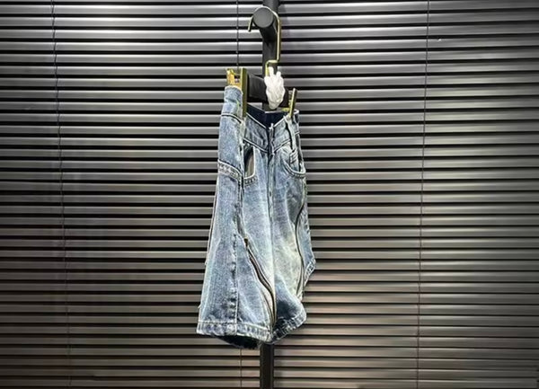 Women Blue Fashion Zipper Denim Shorts