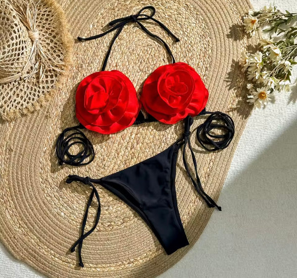 Women Sexy Floral Halter Bikini Swimsuit