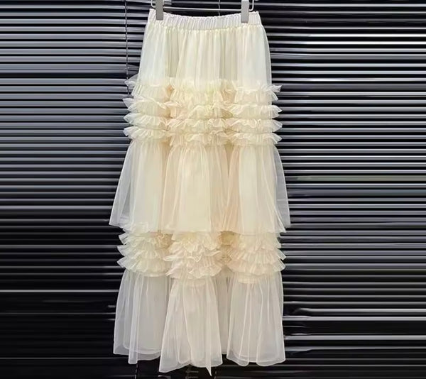 Women Ruched Bow Sleeveless Two Piece Ruffled Maxi Skirt Set
