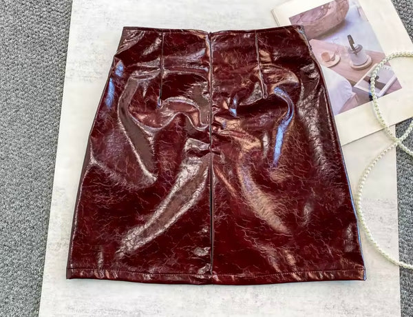 Women Sexy Fashion Chain PU Skirt