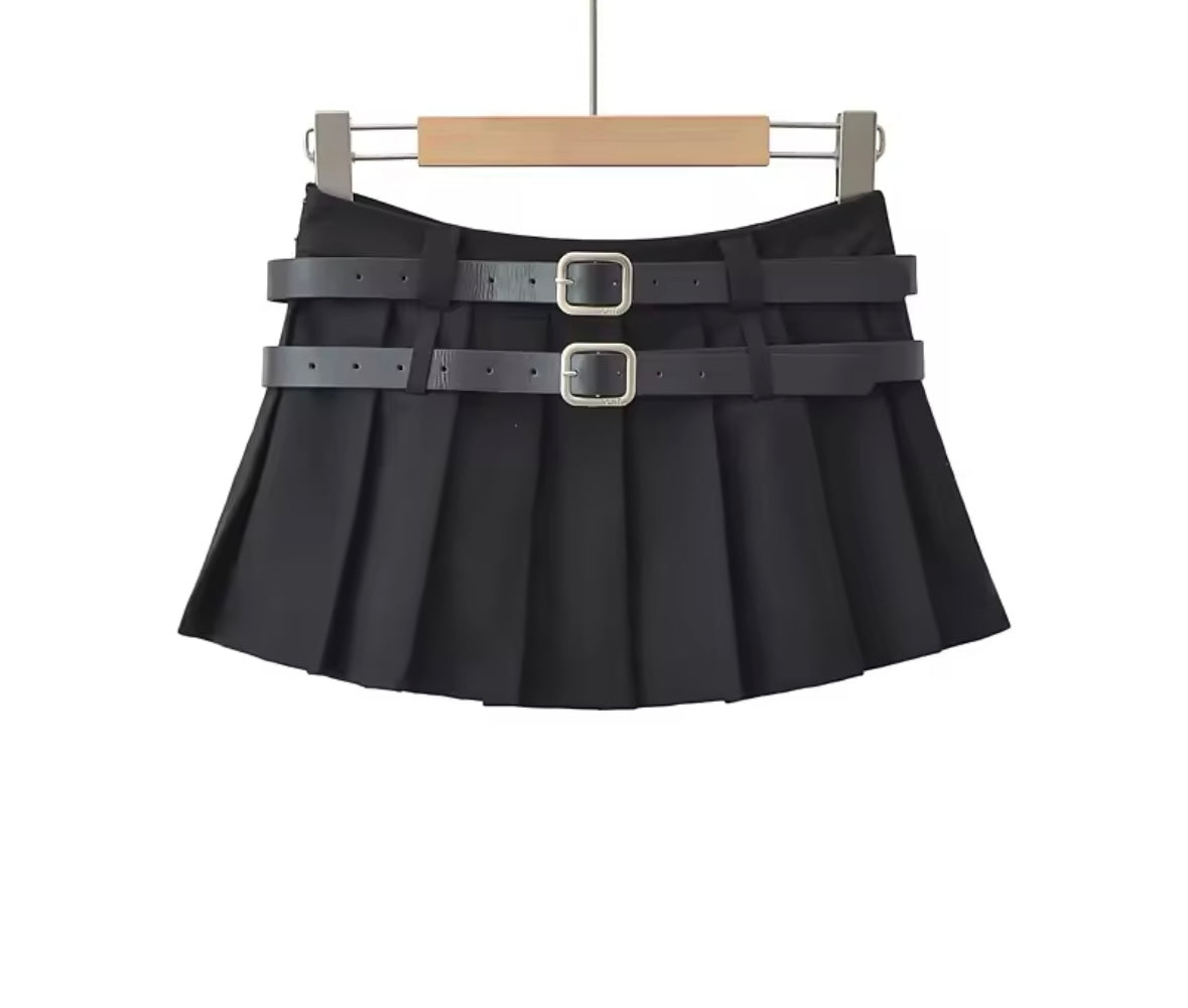 Women Sexy Fashion Color Pleated Mini Skirt