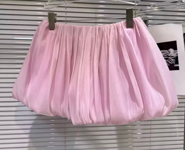 Women Pink Bow Sleeveless Two Piece Skirt Set