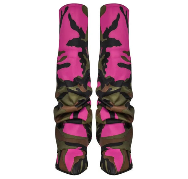Women Fashion Ruched Platform Knee High Boots