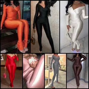 Women Sexy Solid Color Full Sleeve Two Piece Pant Set