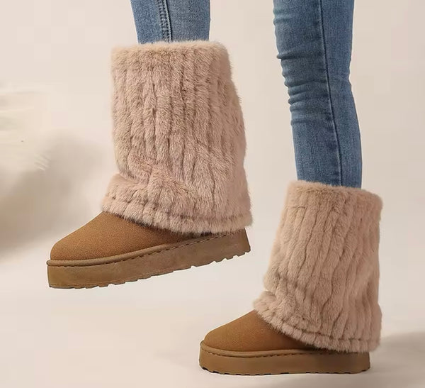 Women Color Furry Warm Fashion Ankle Boots