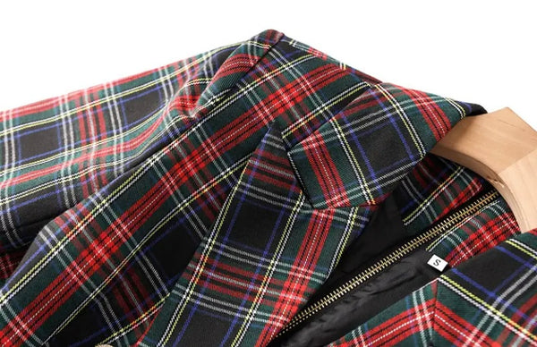 Women Sexy Fashion Plaid Blazer Dress
