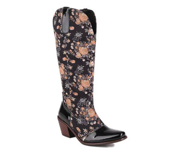 Women Fashion Printed Knee High Western Boots