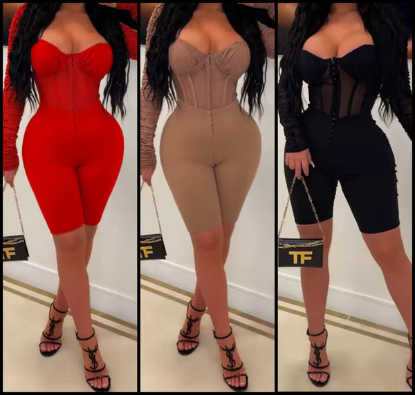 Women Sexy Fashion Mesh Patchwork Full Sleeve Romper
