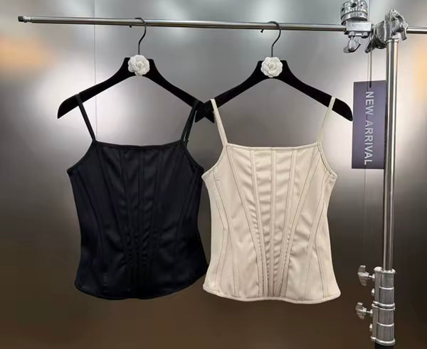 Women Fishbone Sleeveless Camisole Two Piece Pant Set