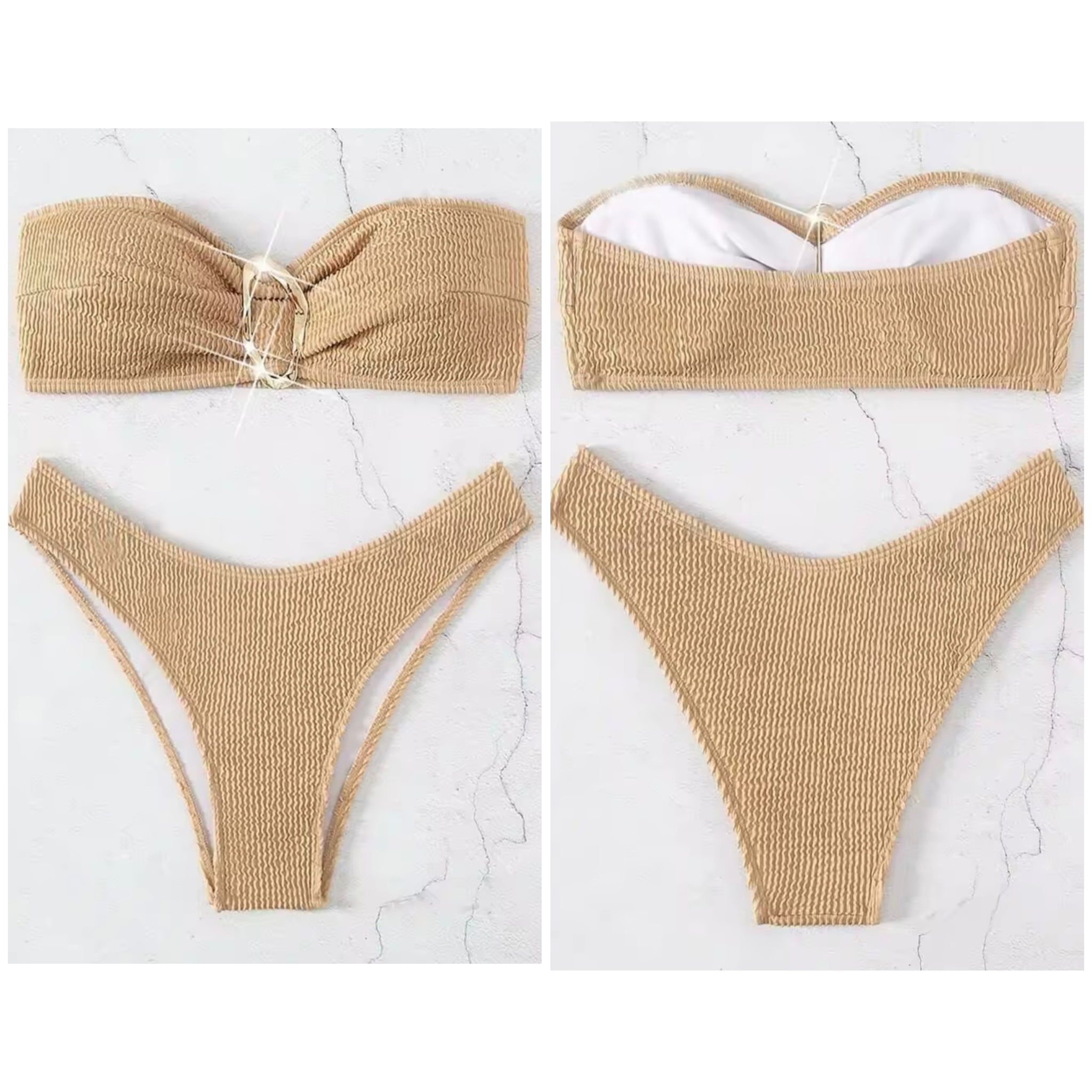 Women Sexy Metal Strapless Bikini Swimsuit