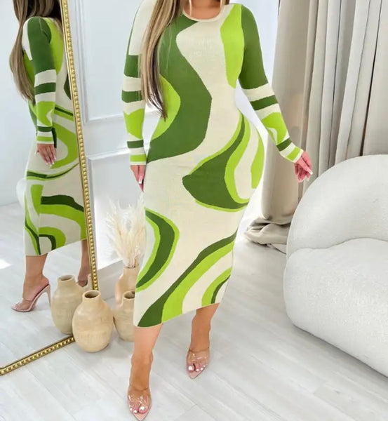 Women Printed Sexy Full Sleeve Maxi Dress