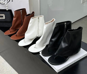 Women Fashion Faux Leather Open Toe Ankle Boots
