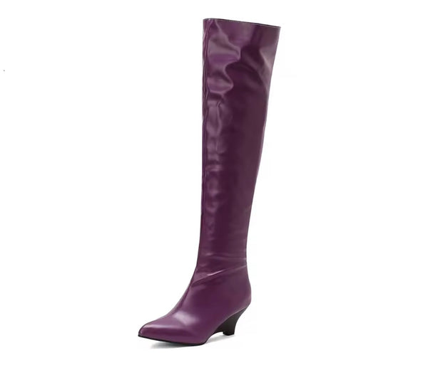 Women Color Fashion Over The Knee Wedge Boots