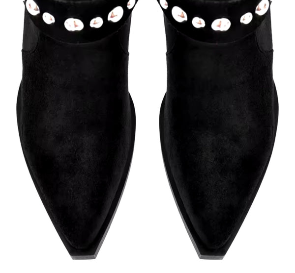 Women Fashion Black Suede Bling Ankle/Knee High Western Boots