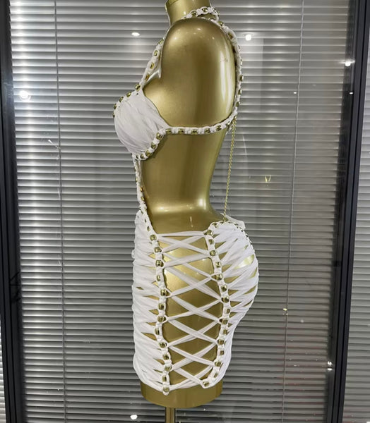 Women Sexy Halter Sleeveless Open Back Sequins Dress