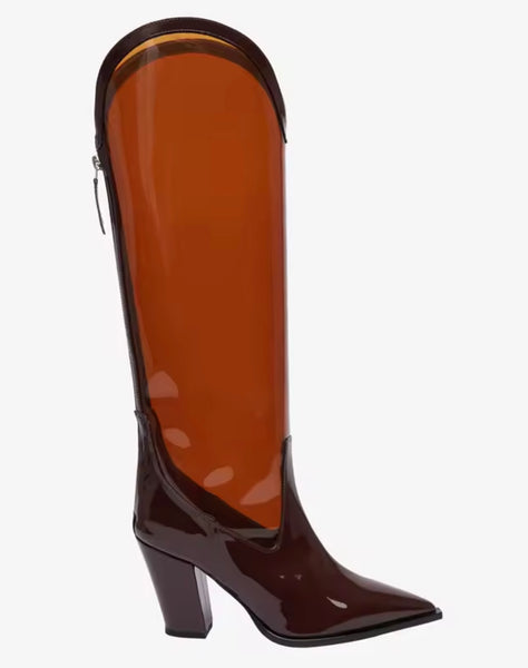Women Color Transparent Fashion Knee High Western Boots
