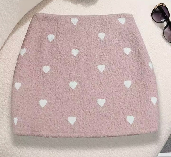 Women Sexy Fashion Furry Heart Patchwork Skirt