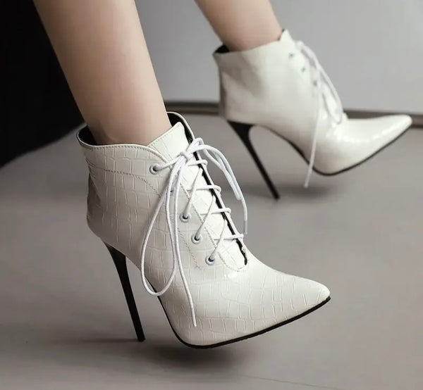 Women Fashion Color Pointed Toe Lace Up Ankle/Mid Calf Boots
