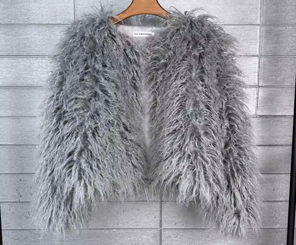 Women Color Fashion Faux Fur Jacket