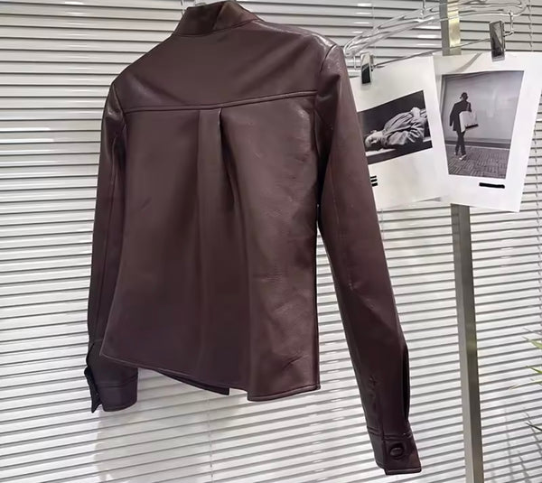 Women Brown Bow Button Up Full Sleeve Two Sleeve Ruffled Short Set