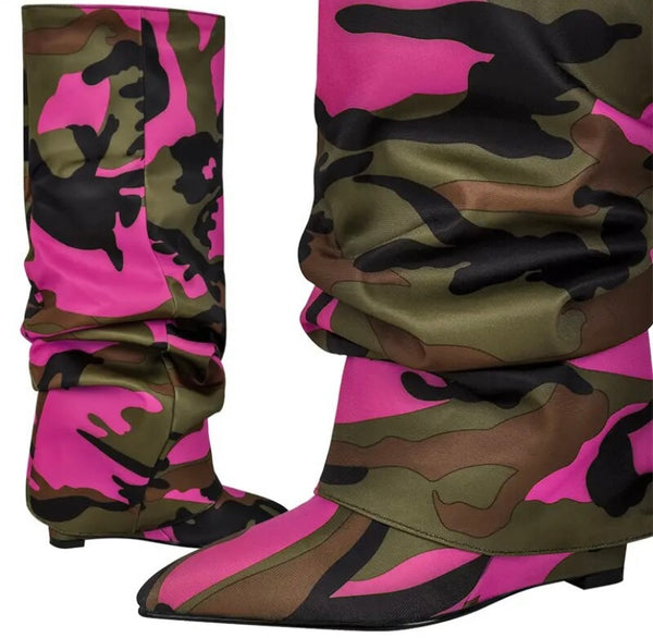 Women Fashion Ruched Platform Knee High Boots