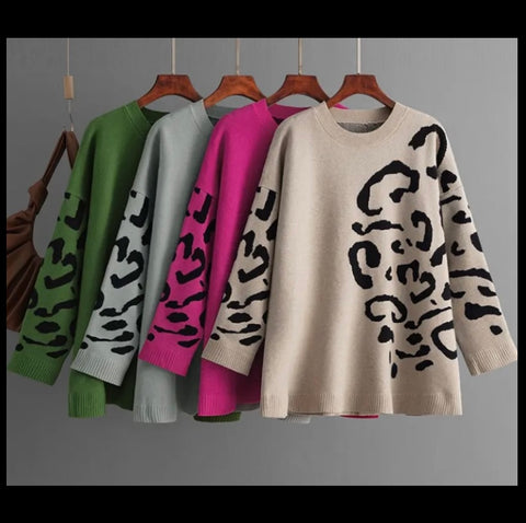 Women Fashion Color Printed Full Sleeve Sweater Top