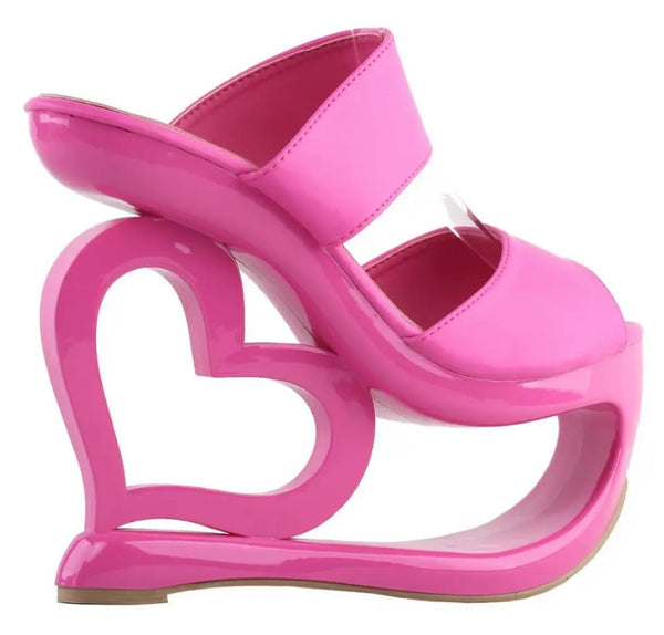 Women Pink Heart Platform Fashion Sandals