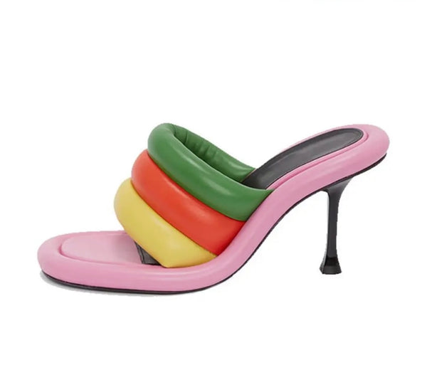 Women Fashion High Heel Slide On Sandals