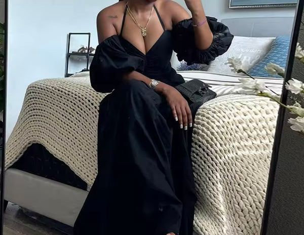 Women Sexy Off The Shoulder Short Sleeve Ruched Maxi Dress