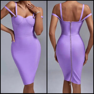 Women Sexy Sleeveless Back Zipper Lavender Bandage Dress