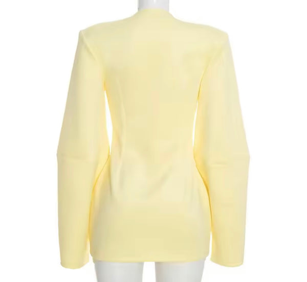 Women Color Fashion Button Up Blazer Jacket