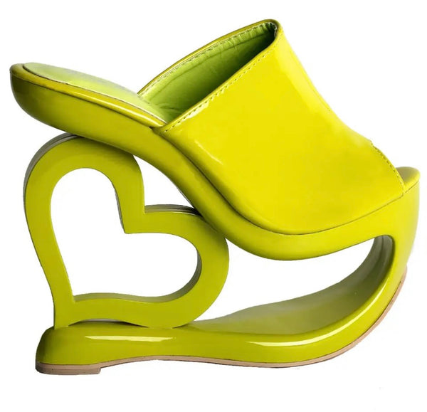 Women Green Heart Platform Fashion Sandals