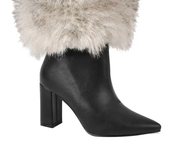 Women Fashion Pointed/Round Toe Faux Fur Boots