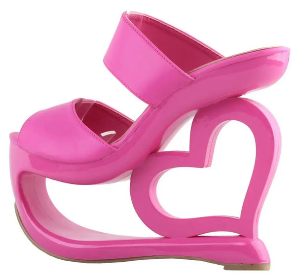 Women Pink Heart Platform Fashion Sandals