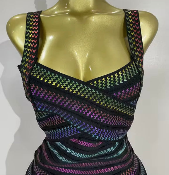 Women Sexy Sleeveless Multicolored Dress