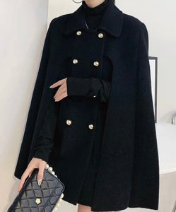 Women Button Fashion Spliced Sleeve Trench Jacket