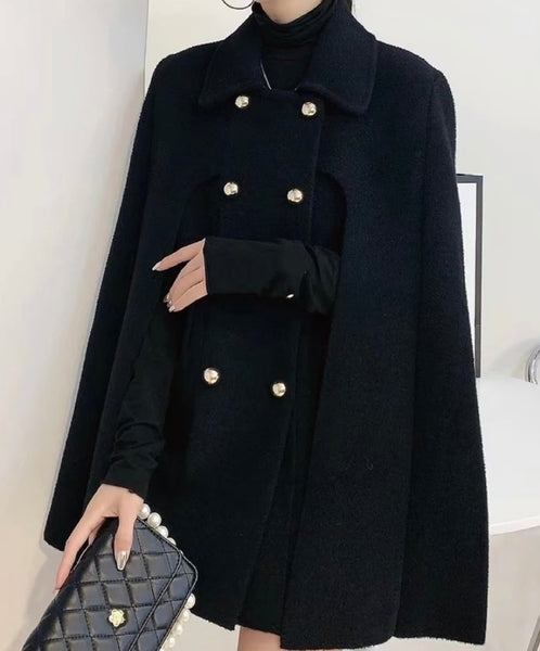 Women Button Fashion Spliced Sleeve Trench Jacket