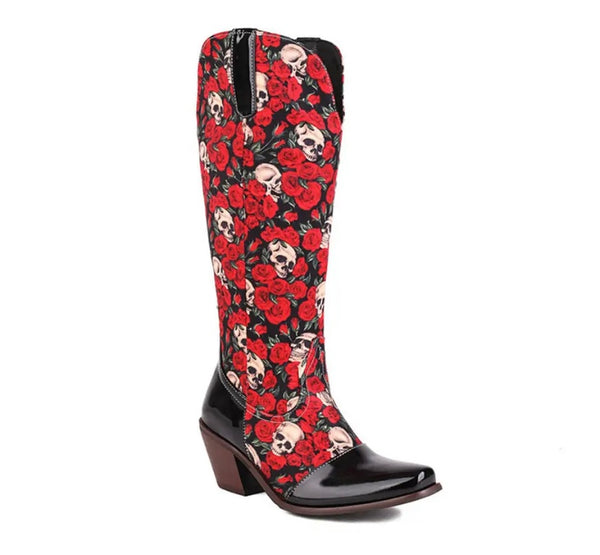 Women Fashion Printed Knee High Western Boots