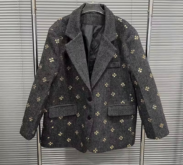 Women Gray Sequins Print Black Fashion Three Piece Pleated Skirt Set