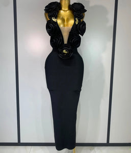 Women Sexy Sleeveless 3D Floral Bandage Maxi Dress