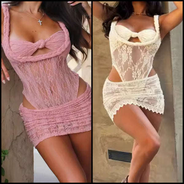 Women Sexy Lace Swimsuit Cover Up Set