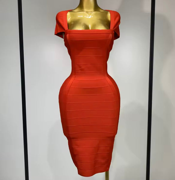 Women Red Sexy Back Zipper Sleeveless Bandage Dress
