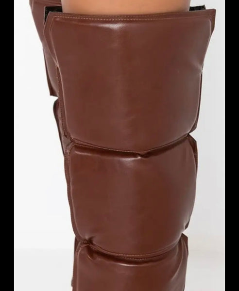 Women Brown Fashion Faux Leather Over The Knee High Heel Boots