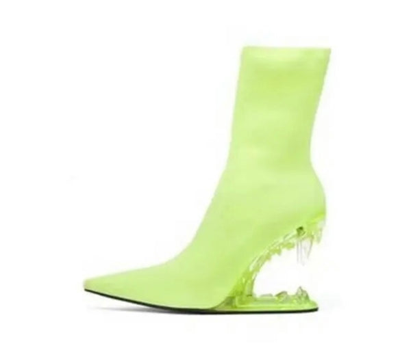 Women Fashion Patent Leather Wedge Platform Ankle Boots