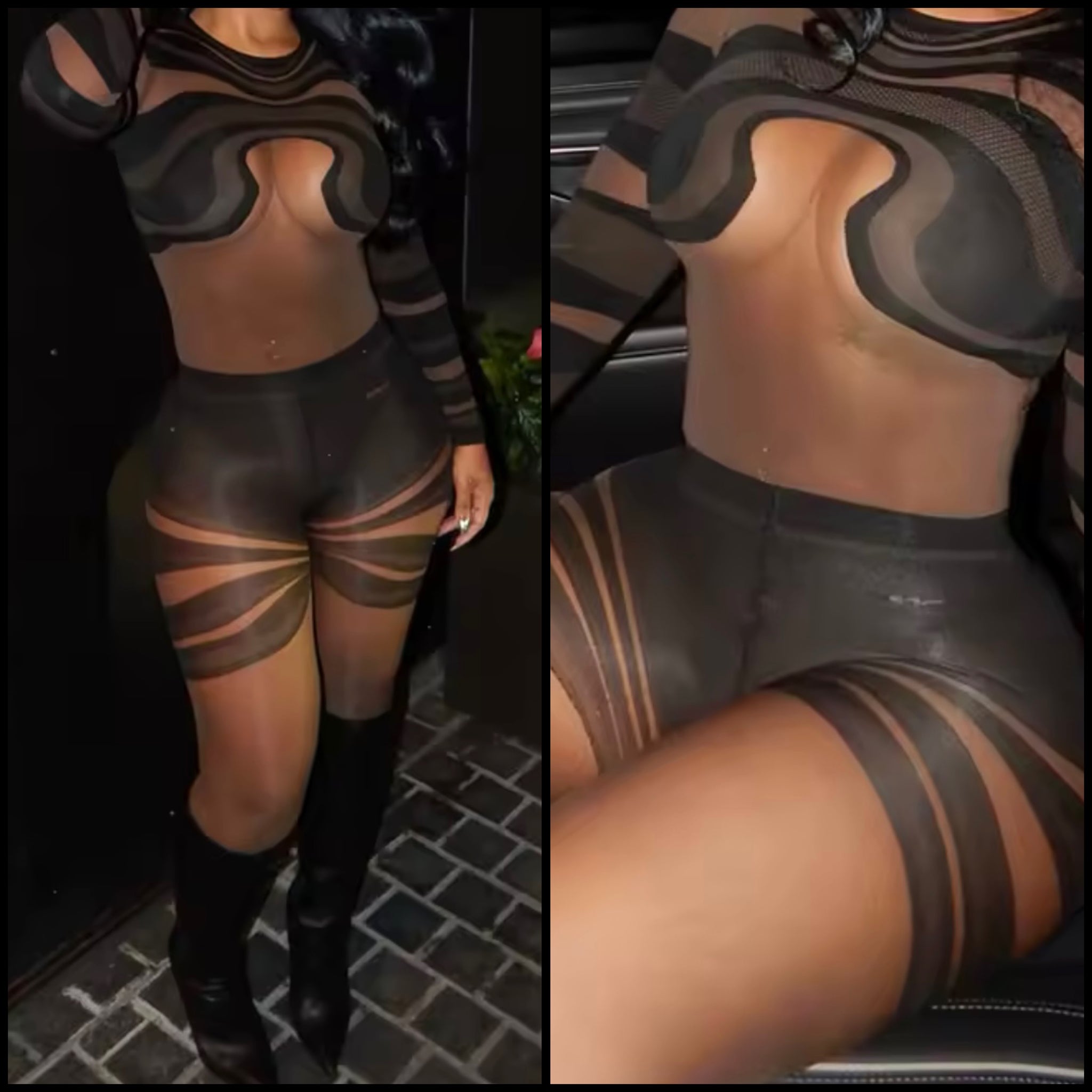 Women Sexy Full Sleeve See Through Mesh Romper