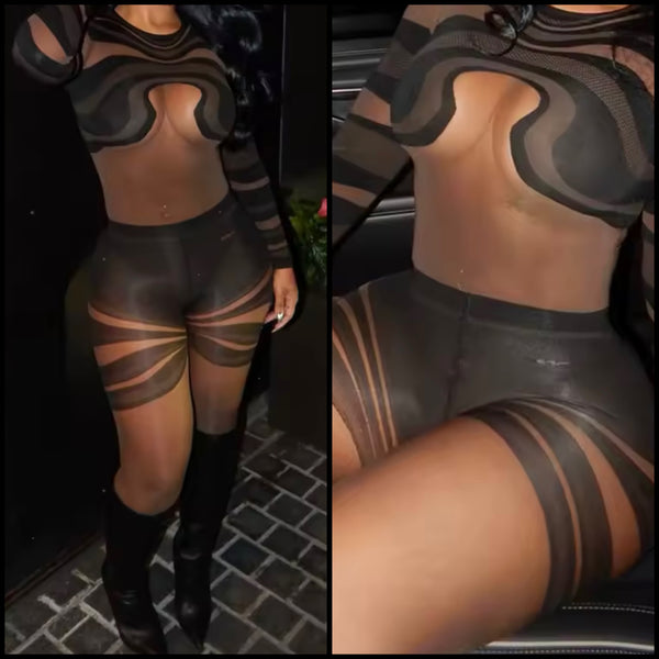 Women Sexy Full Sleeve See Through Mesh Romper