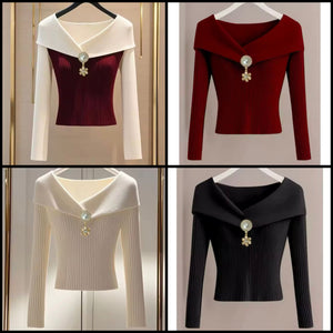 Women Fashion Ribbed Bling Full Sleeve Top