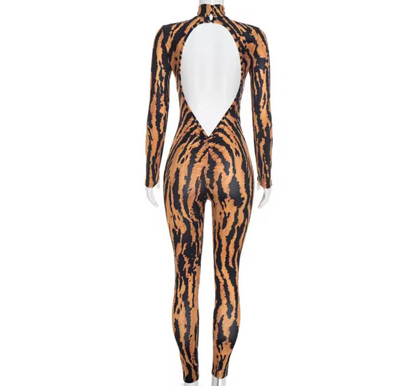 Women Fashion Open Back Full Sleeve Printed Jumpsuit