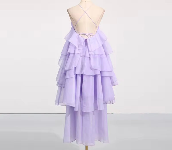 Women Sexy Halter Sleeveless Ruffled Color Maxi Dress