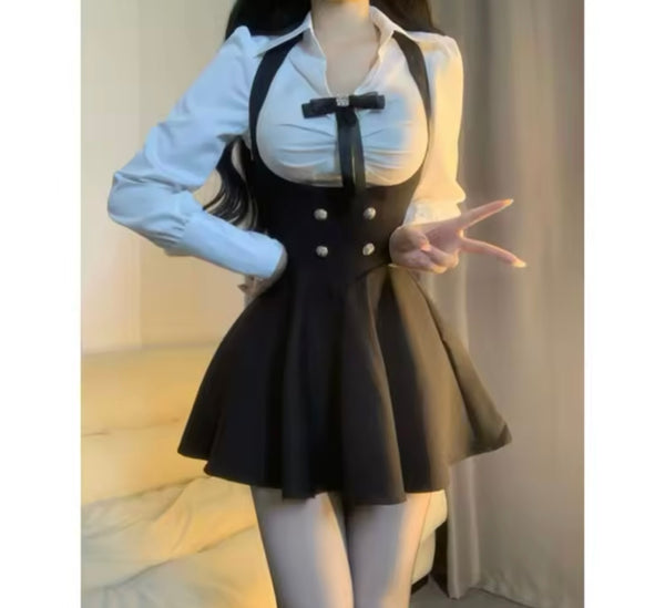 Women Sexy Button Three Piece Blazer Skirt Set